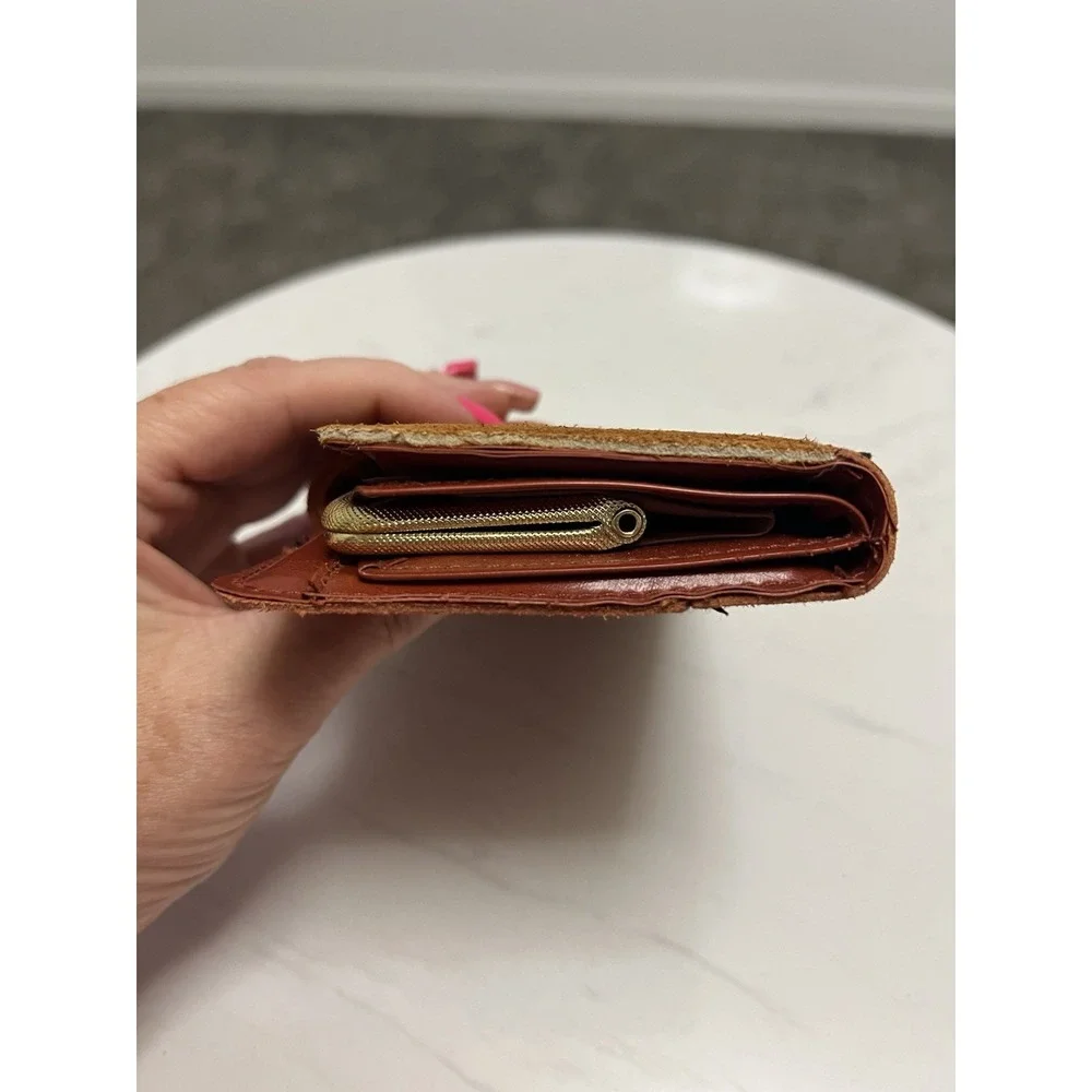 Vtg 1970s Patchwork Suede Leather Wallet‎ Organizer Boho Made in Hong Kong